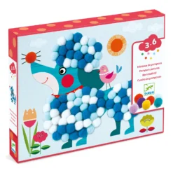 Djeco Knutselset Kunstwerk-van-pompoms Aaibare-hondjes.