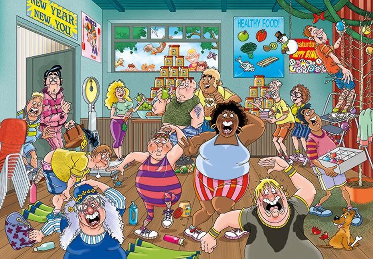 Jumbo Wasgij Puzzel Original-36 Goede-voornemens! 1000-stukjes 2 Jumbo Wasgij Puzzel Original-36 Goede-voornemens! 1000-stukjes - Afbeelding 2