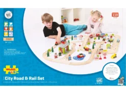 BigJigs BJT032 City Road & Rail Houten Treinbaan -Bekend Speelgoeds Winkel bigjigs treinset bjt032 treinen en autobaanset houten trein.jpeg 1