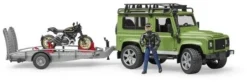 Bruder 2598 Landrover Defender+aanhanger+motorfiets Ducati -Bekend Speelgoeds Winkel bruder 02598 landrover defender met aanhanger en motor ducati scrambler 2