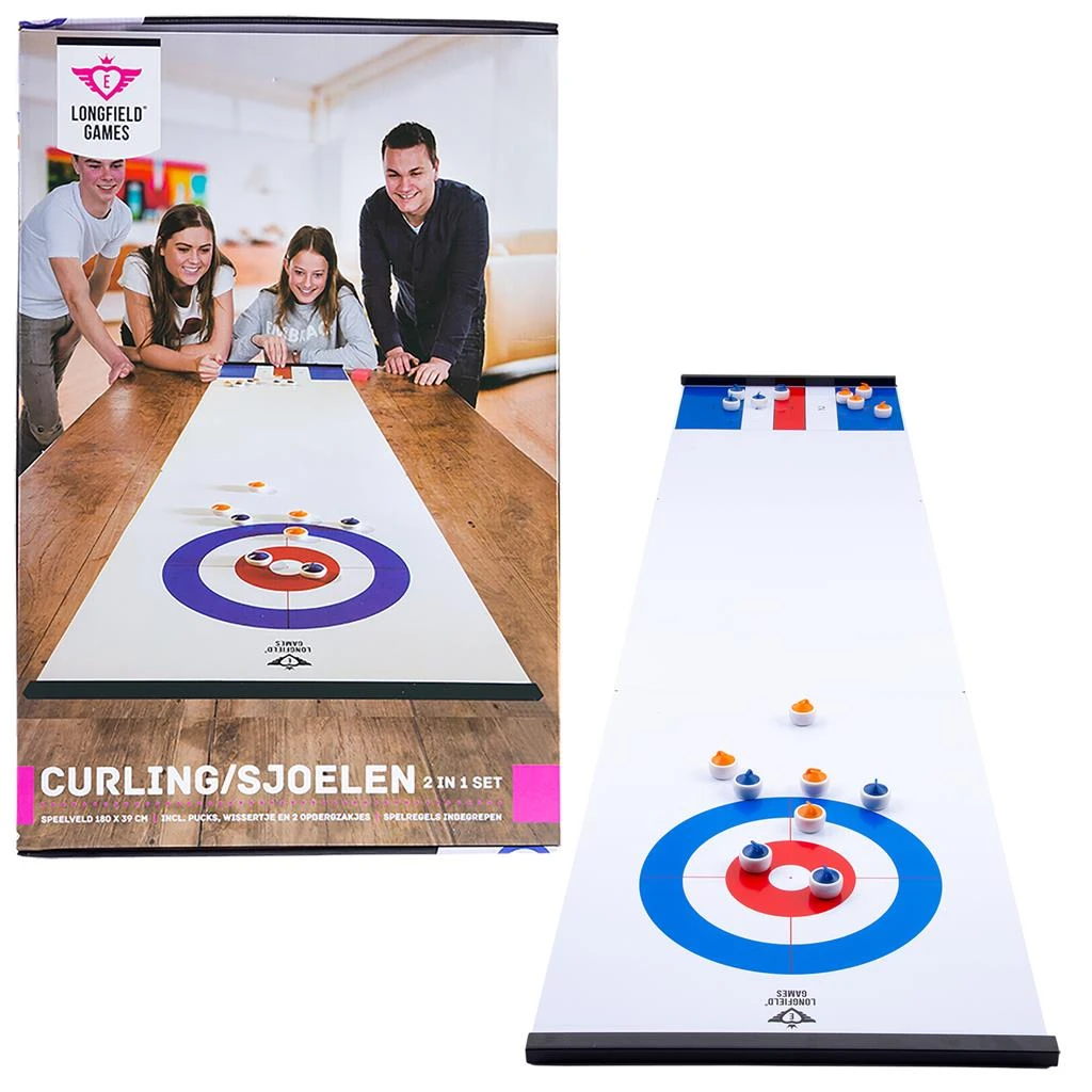 Curling/Sjoelen 2-in-1 Shuffleboard 180×39 Cm. 1 Curling/Sjoelen 2-in-1 Shuffleboard 180×39 Cm.