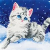 Diamond Dotz Kitten In The Snow 35x27cm. DiamondPainting