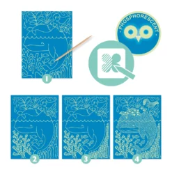Djeco Kraskaarten Zeeleven Glow-in-the-Dark -Bekend Speelgoeds Winkel djeco kraskaarten zeeleven 2