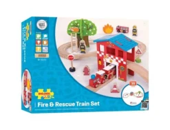 BigJigs BJT037 Fire&Rescue Train Set -Bekend Speelgoeds Winkel houten treinset bigjigs bjt037 fire rescue train set 39dlg 1