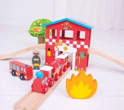 BigJigs BJT037 Fire&Rescue Train Set -Bekend Speelgoeds Winkel houten treinset bigjigs bjt037 fire rescue train set 39dlg