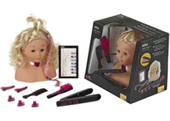 Kapkop Met Braun Satin Hair 7 Stijltang -Bekend Speelgoeds Winkel kapkop stijltang theo klein 5245