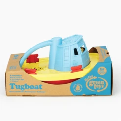 Green Toys Green-Toys Sleepboot Geel Met Blauw Handvat -Bekend Speelgoeds Winkel sleepboot blauwe handvat green toys 1