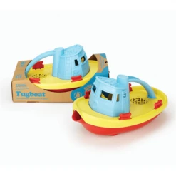 Green Toys Green-Toys Sleepboot Geel Met Blauw Handvat -Bekend Speelgoeds Winkel sleepboot blauwe handvat green toys 2