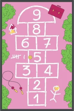 Speeltapijt Hinkelbaan Design Gekrijte Velden