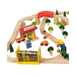 BigJigs BJT018 Houten Trein 124-delige Treinset Transport -Bekend Speelgoeds Winkel treinset transport bigjigs bjt018 2