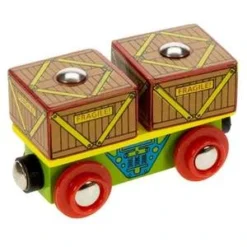 BigJigs BJT406 Rail Wagon Met Kratten